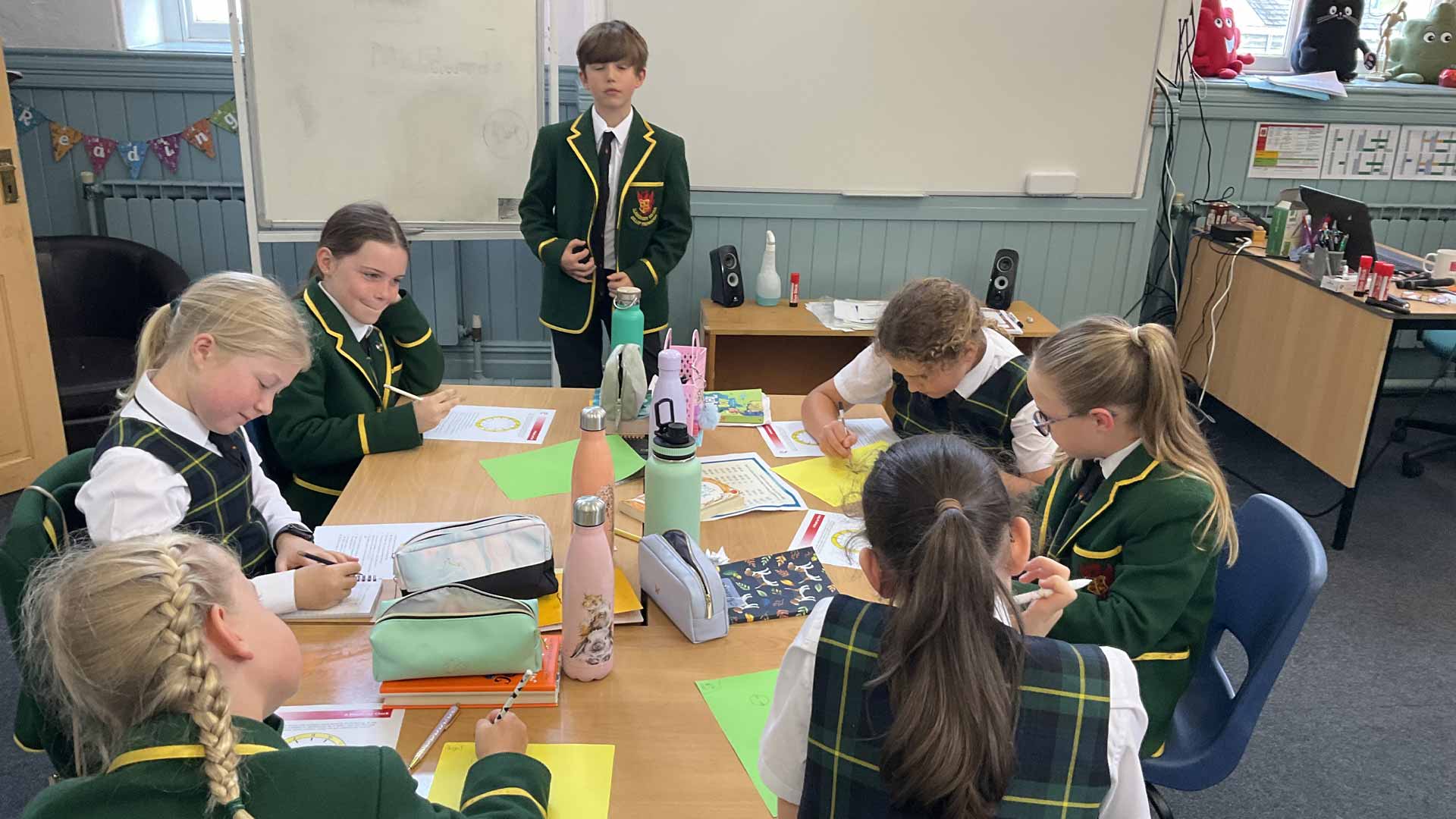 Prep pupils working together in class