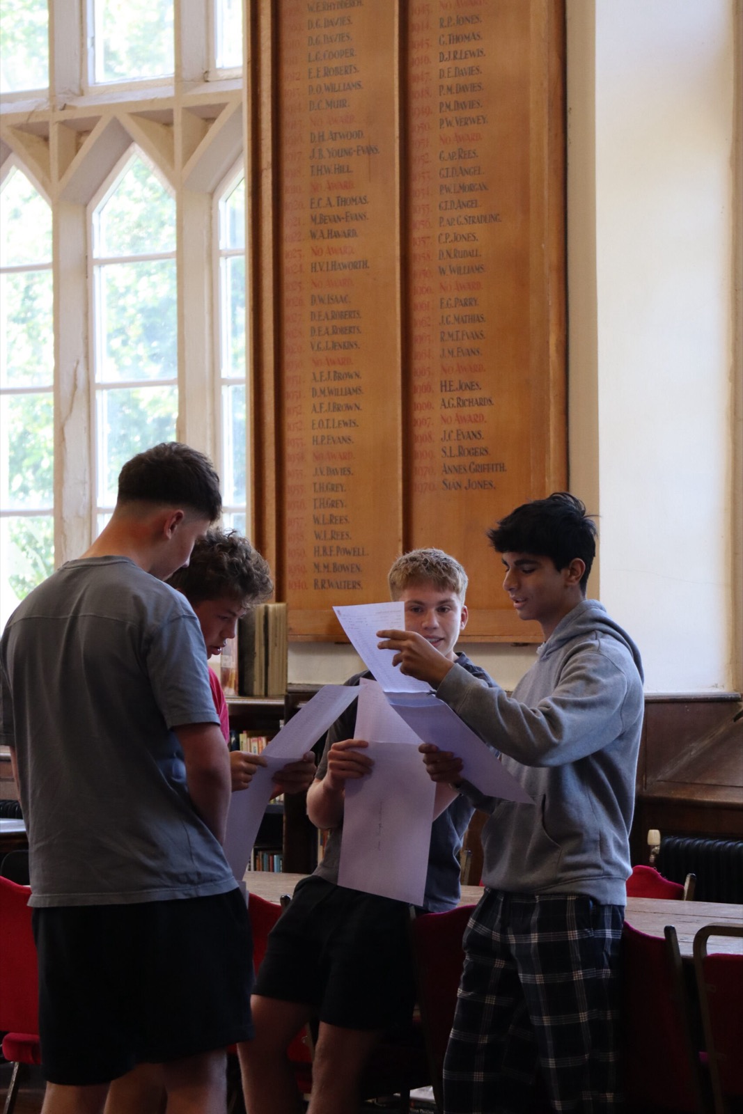 Pupils beneath the honours boards