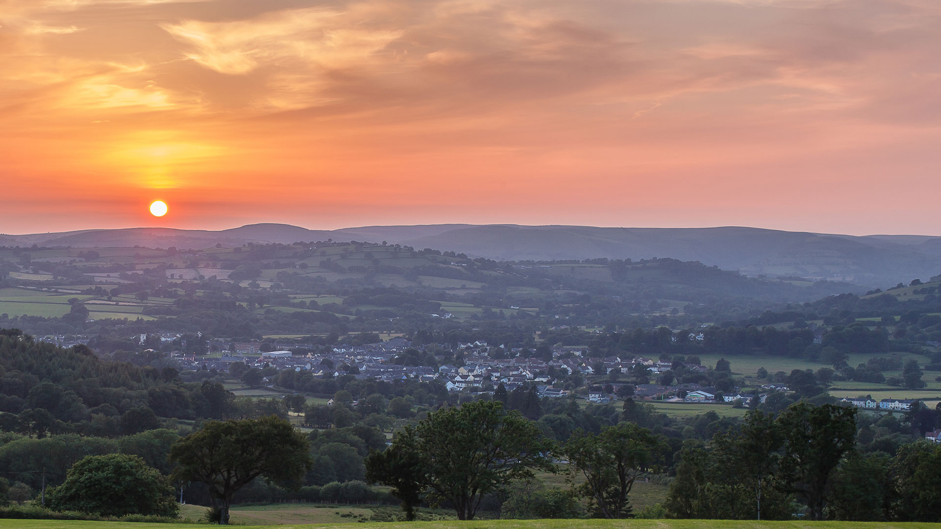 Sunset over the Tywi valley at Llandovery